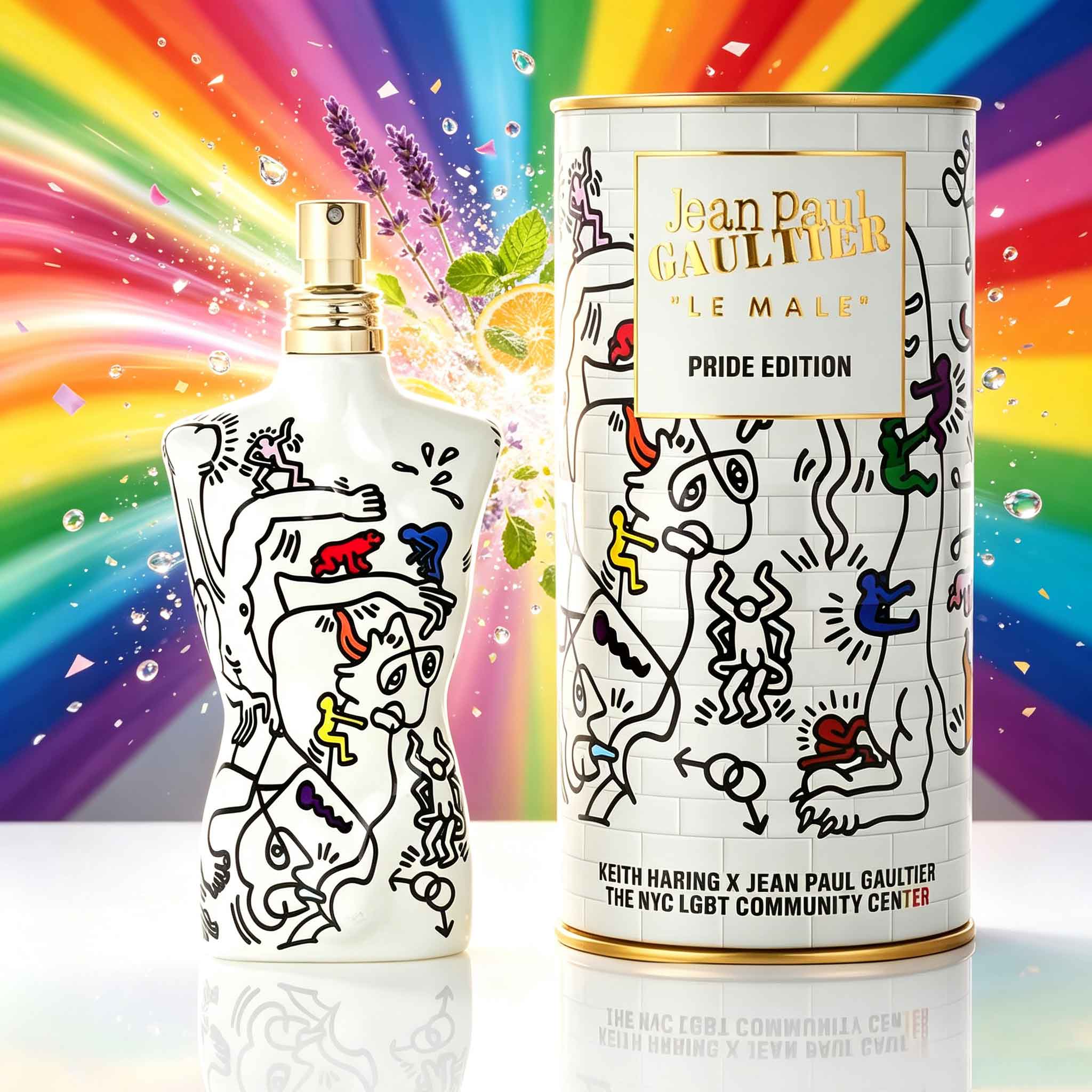 Perfume Fragrance Jean Paul Gaultier Le Male - ジャン・ポール・ゴルチエ ル・マル プライドエディション限定メンズ香水、グラフィティアートの彫刻的なボトル、フゼア・ミント・バニラ・アンバーの香り、オリジナルのコラボレーション製ティンボックス、ユニークなニッチメンズフレグランス。